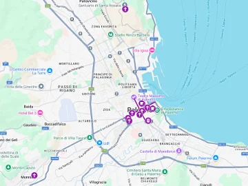 Karte auf Google Maps der Kirchen in Palermo