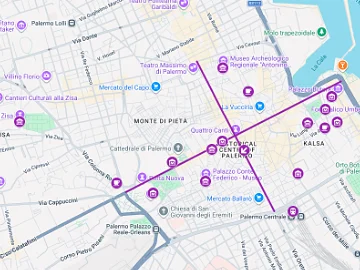 Karte auf Google Maps der Museen in Palermo