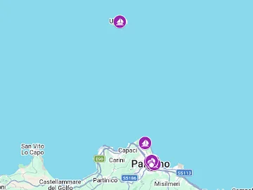 Karte auf Google Maps zur Erkundung des Meeres vor Palermo