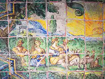 Foto aus der Broschüre 'The lustre of majolica - Vases and tiles'.