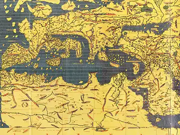Die <strong><em>Tabula Rogeriana</em></strong>, die erste bekannte Weltkarte, erstellt vom arabischen Kartografen Muhammad al-Idrisi in Palermo.