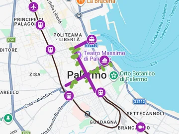 Bildschirmfoto der Karte 'Palermo - Überblick' auf Google Maps