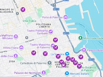 Karte auf Google Maps zu kulinarischen Treffpunkten