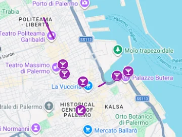 Karte auf Google Maps für die bekanntesten Szene-Treffs Palermos