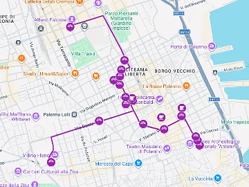Karte auf Google Maps zur Entdeckung des Jugendstils in Palermo