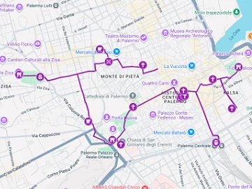 Karte auf Google Maps für die Umgebung des Mumien-Museums von Palermo