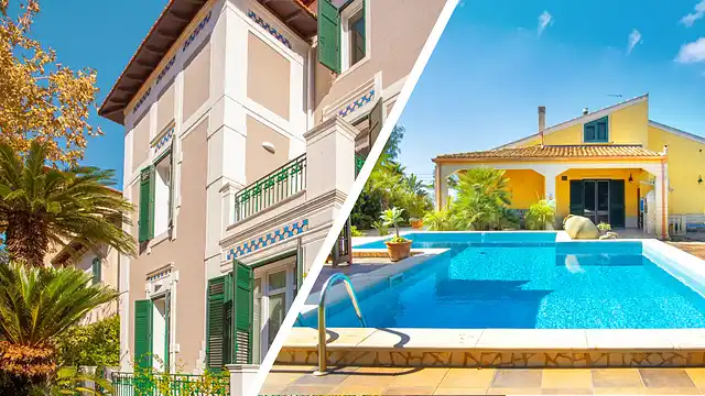 Ein Haus mit einem Pool und einem Patio, ideal zum Entspannen im Freien