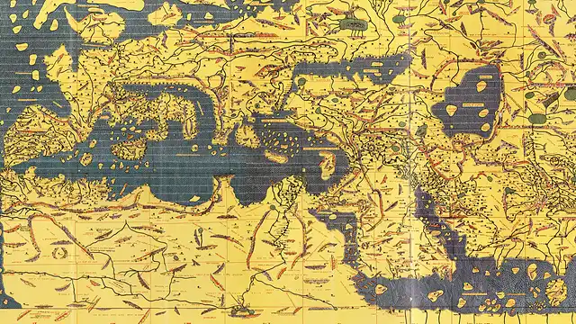 Die <strong><em>Tabula Rogeriana</em></strong>, die erste bekannte Weltkarte, erstellt vom arabischen Kartografen Muhammad al-Idrisi in Palermo.