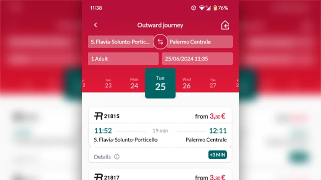 Sicily by train - Trenitalia App