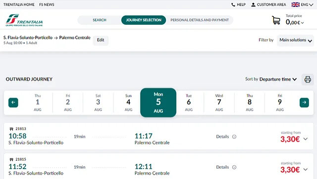 Sicily by train - Trenitalia - Timetable